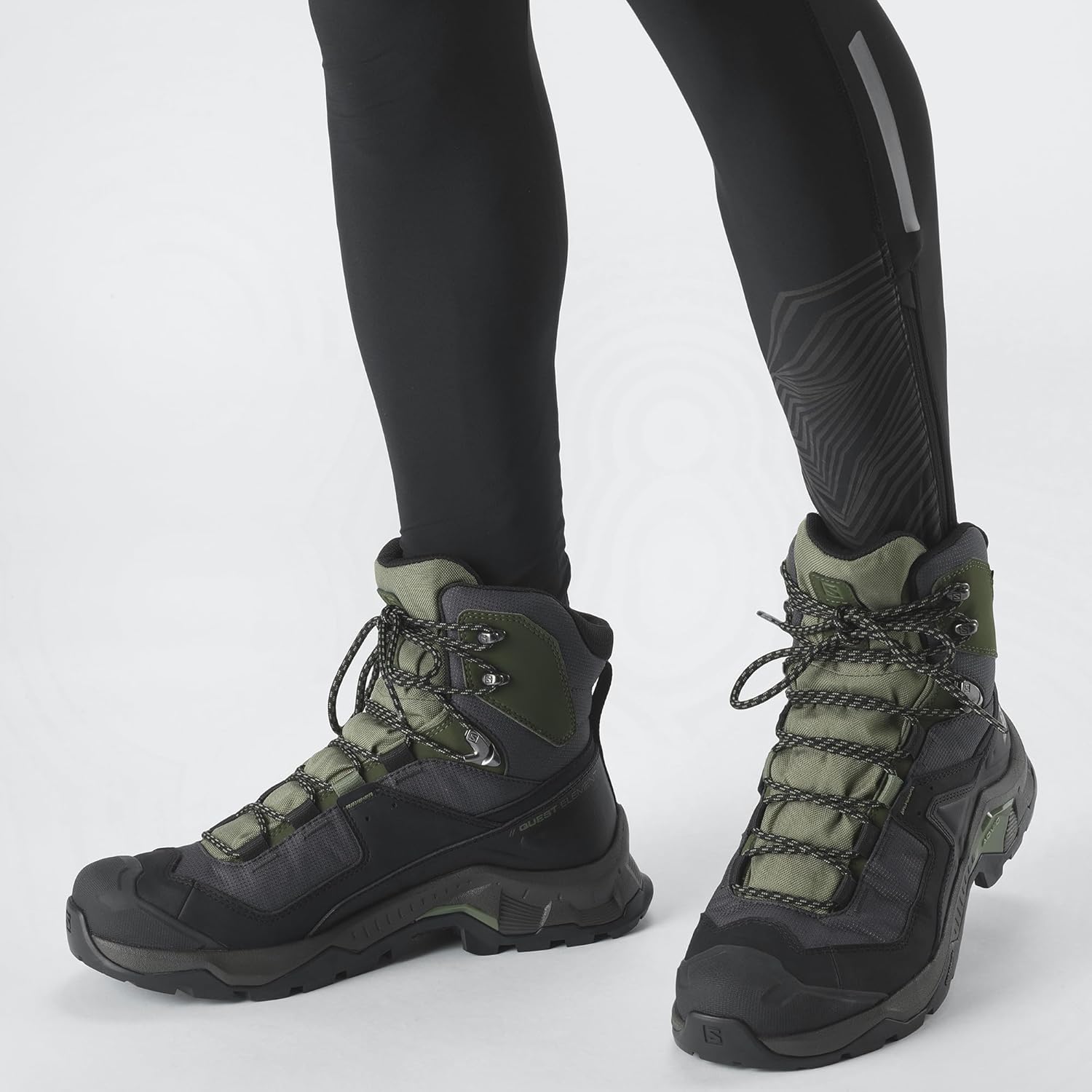 Quest Element Gore-Tex Chaussures Imperméables d'extérieur pour Homme Style sportif Stabilité tout-terrain Fonctionnalités outdoor indispensables Black Deep Lichen Green Olive Night 45 1/3 EU Chaussures