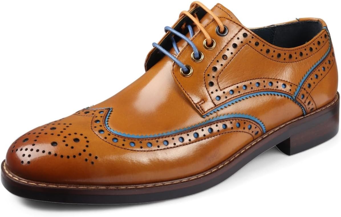 Infinity Leather Chaussures habillées Classiques en Cuir Richelieu Marron pour Hommes - Simon 42 EU Marron