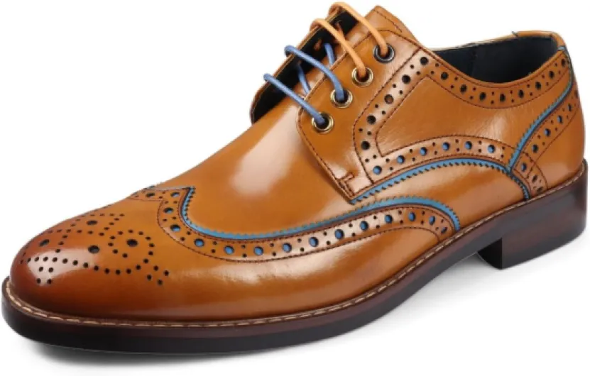 Infinity Leather Chaussures habillées Classiques en Cuir Richelieu Marron pour Hommes - Simon 42 EU Marron