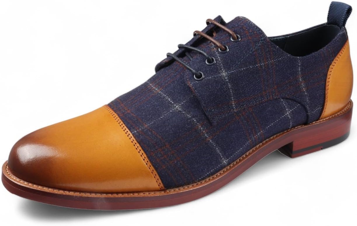 Infinity Leather Chaussures Richelieu Oxford en Cuir Marron pour Hommes - Ronnie 45 EU Marron