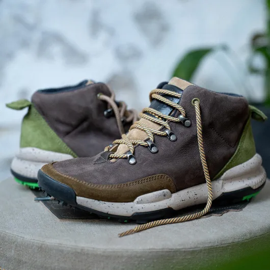 Kiso Premium - Cheville Bottes Homme et Damme - Vintage Cuir Bottines - Confortable et Durable Dark Brown Green 43 EU