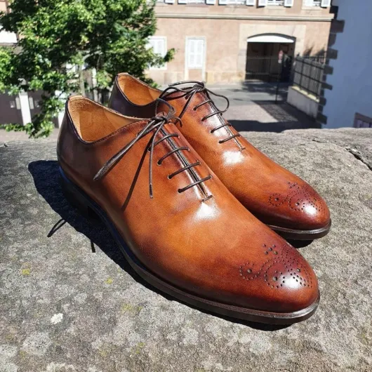 Tony & Paul - Chaussures Richelieu - Dandy, Cuir - Cuir Marron Cognac patiné - Uni - Fabrique en Italie - Marron Cognac Patiné 45 EU