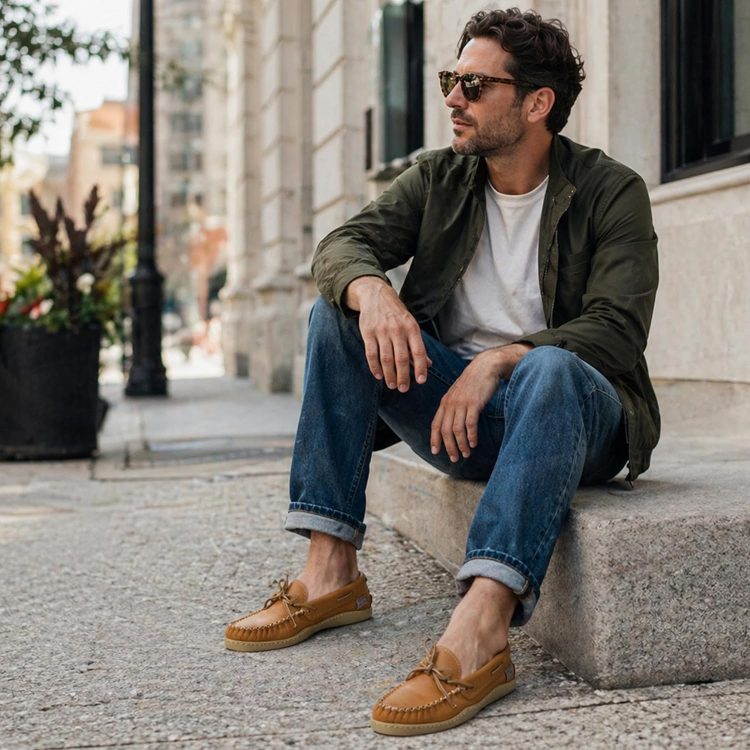 Mocassin Homme Cuir Véritable – Qualité Premium - Mocassins Homme Cuir Fabriqués au Canada, Confortables et Souples, Semelle Caoutchouc, Chaussure Homme Élégante Décontractée Cork 41 EU