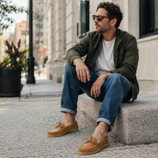 Mocassin Homme Cuir Véritable – Qualité Premium - Mocassins Homme Cuir Fabriqués au Canada, Confortables et Souples, Semelle Caoutchouc, Chaussure Homme Élégante Décontractée Cork 41 EU