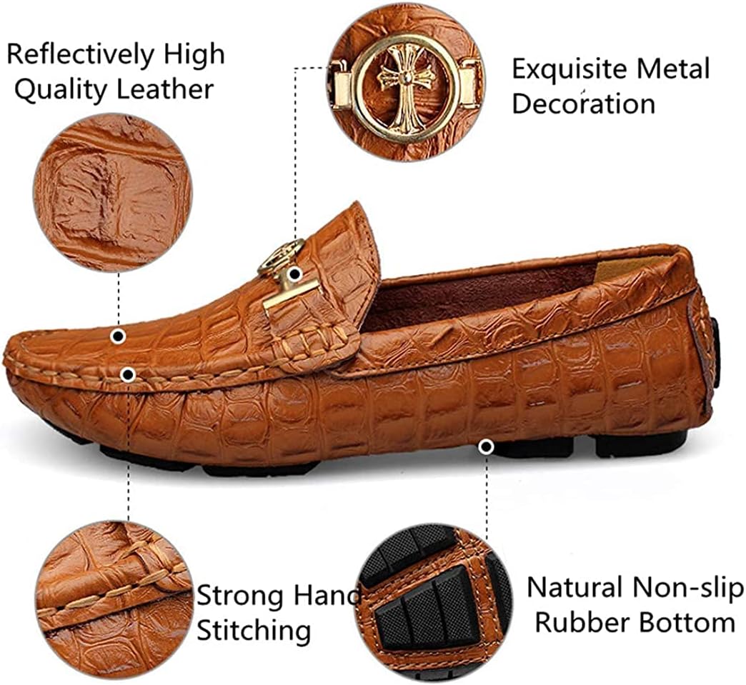 Hommes Cuir Décontractés Qui Glissent Mocassins Plats Qui Marche Chaussures de Bateau Habillent Bateau Pantoufles Mode Blanc 45/46 EU