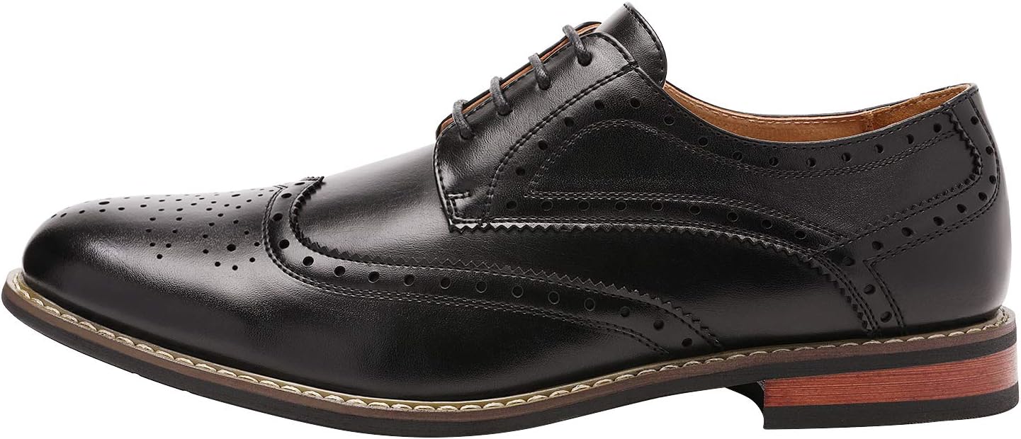 Hommes Oxfords Derby Chaussure Ville Brogues Chaussures Mariage Dressing Chaussures Lacets Business Noir 41.5 EU Noir